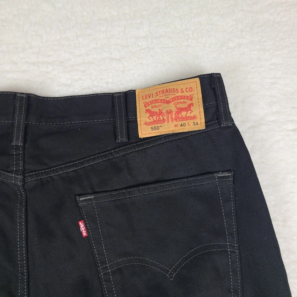 Levi's 550 Jeans Mens 40x34 Black Wash Relaxed Fit Straight Leg Cotton Denim